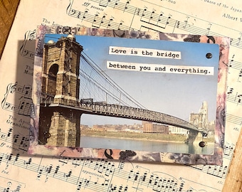 LOVE Is The BRIDGE - Mixed Media - Vintage Postcard Series - 4 x 6