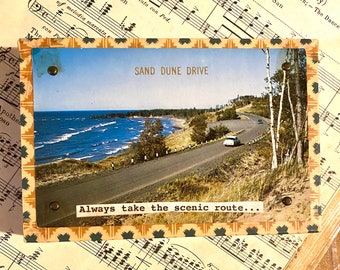 THE SCENIC ROUTE - Mixed Media - Vintage Postcard Series - 4 x 6