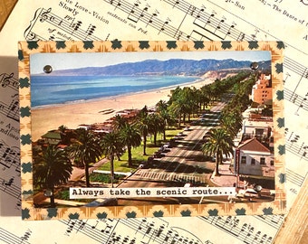 THE SCENIC ROUTE - Mixed Media - Vintage Postcard Series - 4 x 6