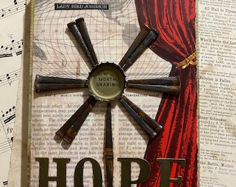 BeerCap Flower - BEHIND THE CURTAIN - 5 x 7 on Cradled Board