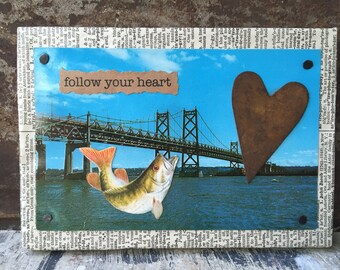 Follow Your Heart - Mixed Media - Vintage Postcard Series - 4 x 6