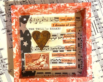 JUST LIKE HEAVEN -  5X5 Shadowbox - Stars Music Stamp Quote Heart Love