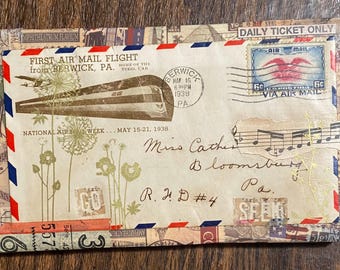 WANDERLUST - Mixed Media 7.25 x 4.5 Vintage Travel Air Mail