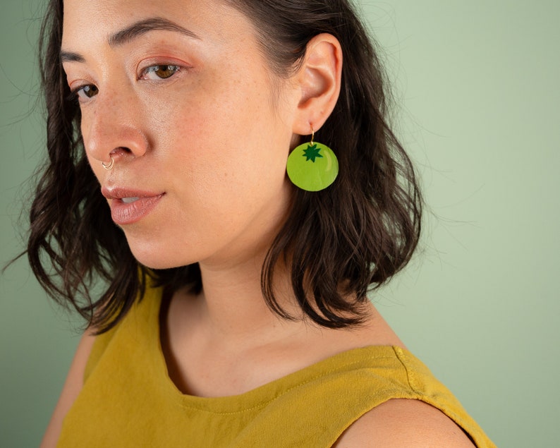 Large Red Tomato Earrings Lightweight & Made from Reclaimed Leather zdjęcie 2