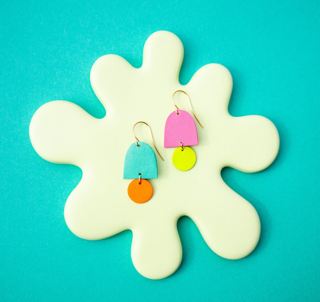 Archlet Earrings Reclaimed Leather Statement Earrings in Asymmetrical ...