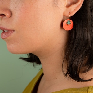 Small Red Tomato Earrings Lightweight & Made from Reclaimed Leather image 5