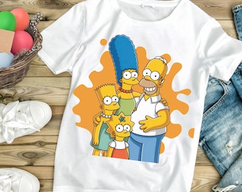 4 roliga tecknade familjer PNG, gula karaktärer Clipart 90-tals tecknad skjorta PNG Design, högupplöst digital nedladdning, DTF, 300 DPI