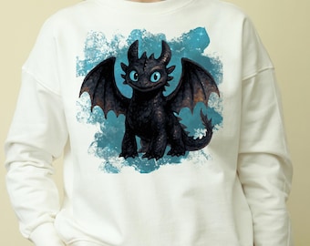 Söt svart drake tecknad akvarell PNG, nattdrake design för sublimering högupplöst PNG för t-shirt, presenter, DIY konst och hantverk