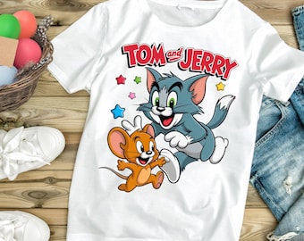 Rolig katt och mus-tecknad PNG | Vintage animationsclipart | Digital nedladdning av söt tecknad duo | Sublimeringsdesign med transparent bakgrund