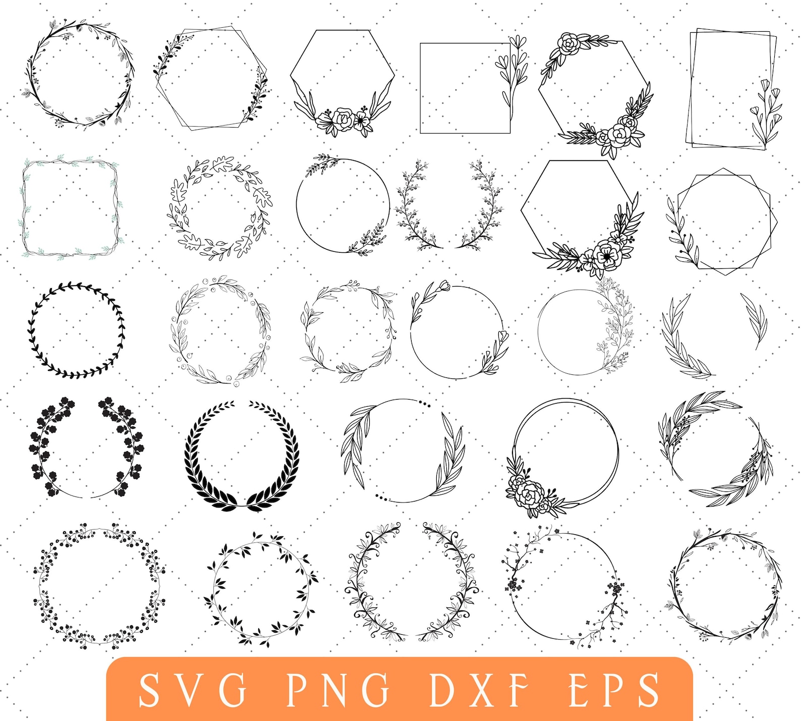 Floral Wreath SVG Bundle, Wedding Wreaths Png Bundle, Floral Wreath Svg ...