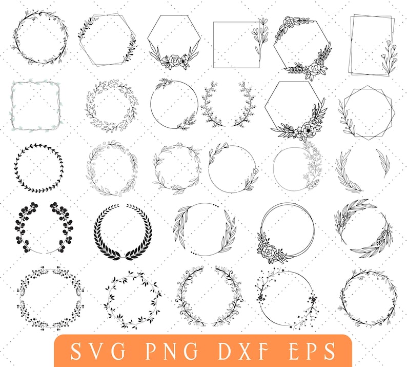 Floral Wreath SVG Bundle, Wedding Wreaths Png Bundle, Floral Wreath Svg ...