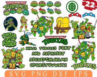 Ninja Turtles SVG Bundle, Ninja Turtles SVG PNG Alphabet Bundle, Ninja Turtles Layered svg Bundle, Cricut & Silhouette, Instant Download