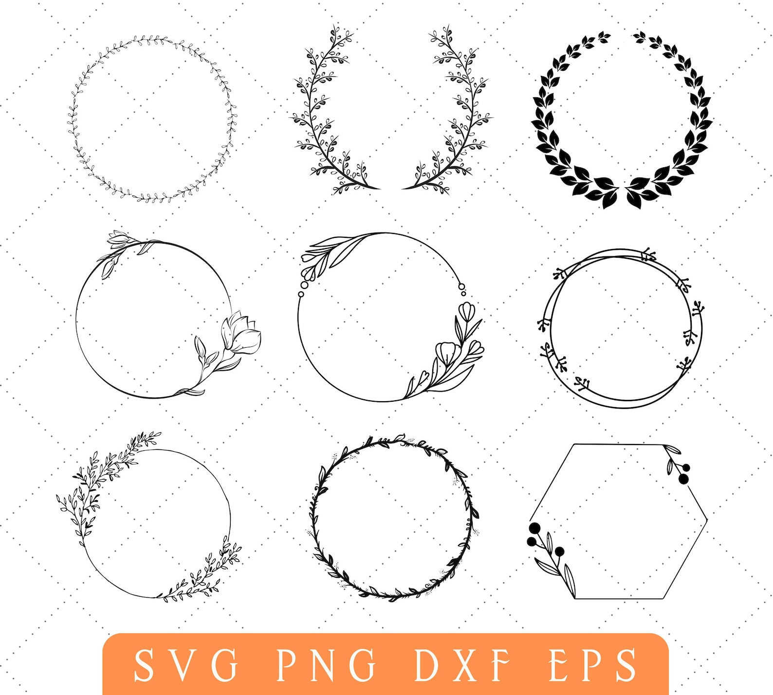 Floral Wreath SVG Bundle, Wedding Wreaths Png Bundle, Floral Wreath Svg ...
