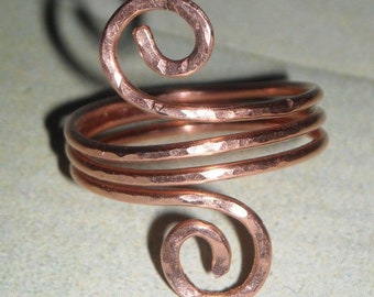 Copper Ring Handmade Ring Assorted Stones Spiral Toe Ring Midi Ring Adjustable