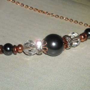 Pearl Necklace Crystal Necklace Copper Necklace Black Pearl Necklace Wedding Necklace Bridal Jewelry Bridesmaid Gift Girlfriend Gift N31