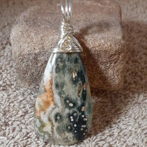 Ocean Jasper Pendant Boho Jewelry Silver Pendant Gift For Women BFF Gift Birthday Gift Boyfriend Gift Thank You Gift Unisex Gift P28