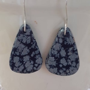 Snowflake Obsidian Earrings Boho Jewelry Silver Earrings Gift For Women BFF Gift Birthday Gift For  Sister Girlfriend Gift Mom Gift E132