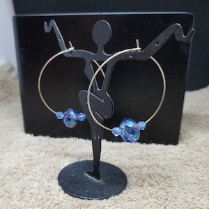 Crystal Hoop Earrings Swarovski Earrings Blue Hoops Blue Earrings Sister Gift Daughter Gift Co Worker Gift BFF Gift Girlfriend Gift E23