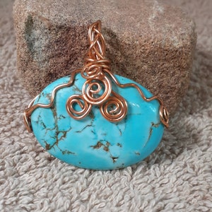 Turquoise Pendant Wire Wrapped Jewelry Graduation Gift Best Friend Gift Turquoise Jewelry Copper Jewelry Boho Jewelry Gift For Women P40