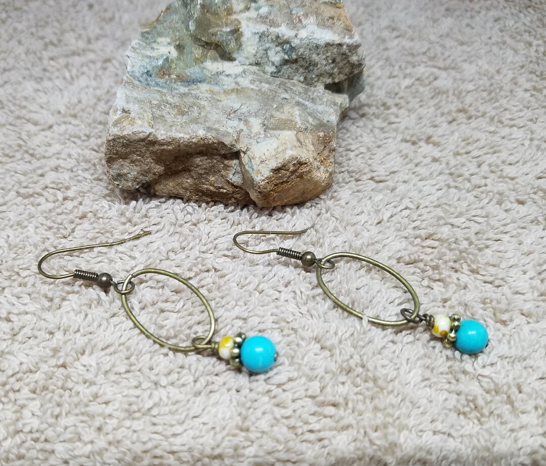 Antique Bronze Hoop Earrings Simple Earrings Bridesmaid Gift BFF Gift