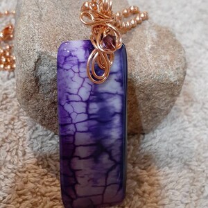 Purple Agate Necklace Dragon Vein Agate Copper Necklace Graduation Gift BFF Gift For Her Girlfriend Gift Anniversary For Mom Sister Gift N64
