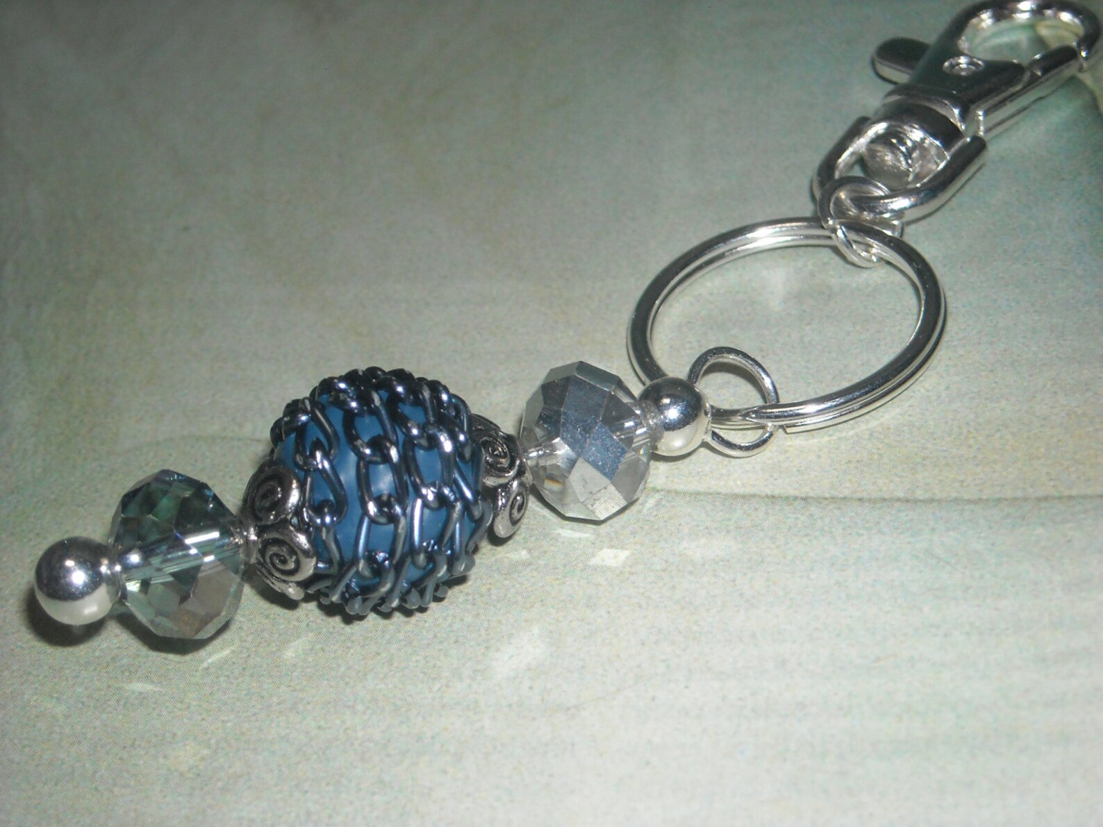 Blue Bead Silver Key Ring Fashion Key Ring Changeable Add A Etsy