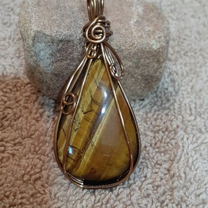 Beautiful Tiger&#39;s Eye Pendant Boho Jewelry Bronze Pendant Womens Gift BFF Gift Birthday Gift Girlfriend Gift Thank You Gift Anniversary P46