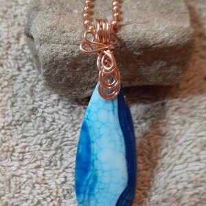 Blue Agate Copper Necklace Copper Wire Wrapped Pendant Graduation Gift Best Friend Gift Girlfriend Gift Bridesmaid Gift For Mom Sister N71