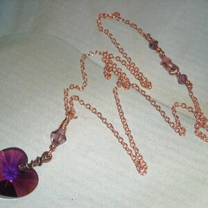Heart Necklace Wedding Jewelry Purple Necklace Bridesmaid Gift Crystal Necklace BFF Gift Sister Gift Gift For Mom Copper Necklace N32