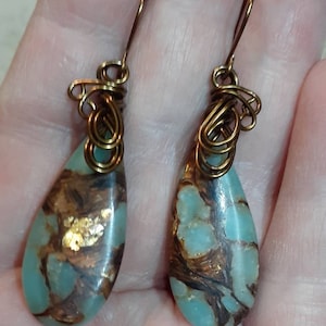 Manmade Snake Skin Jasper Earrings Boho Jewelry Antique Bronze Earrings Gift For Women BFF Gift Birthday Gift Girlfriend Gift Mom Gift E39