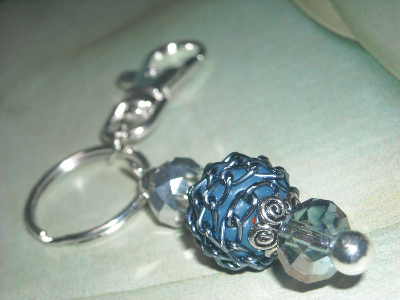 Blue Bead Silver Key Ring Fashion Key Ring Changeable Add A Etsy