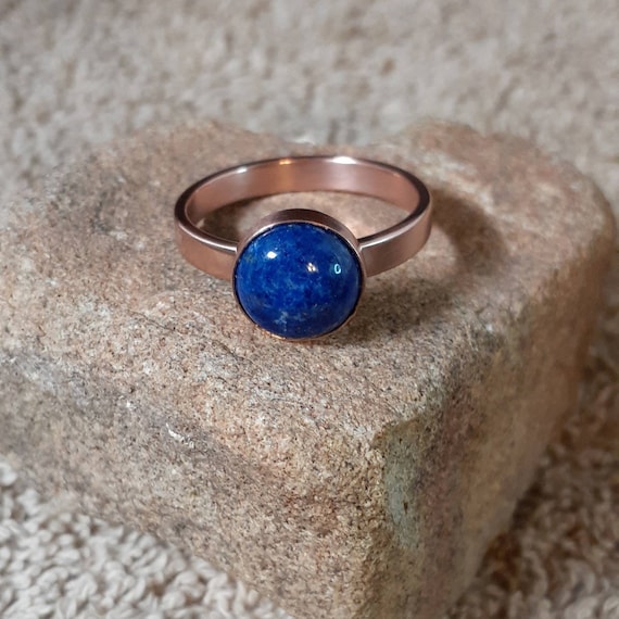 AAA Lapis Ring Handmade Jewelry Copper Ring Stacking Ring Boho Jewelry Gift For Him Gift for Her Bridesmaid Gift Unisex Ring Size 10