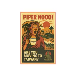 PIPER NEIN! Postkarte Weißer Lotus inspiriert Kühlschrankmagnet Lustiges HBO Zitat Retro Tropisches Design Parker Posey Parodie Geschenk