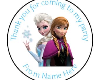 Personalised Frozen Elsa Ana Anna Inspired Birthday Party Stickers Thank You For Coming Party Sweet Cones Gift Labels Present Bag Tag