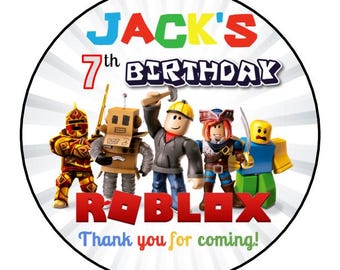 Personalised Roblox Unisex Inspired Birthday Party Stickers Thank You For Coming Party Sweet Cones Gift Labels Present Bag Tag