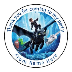 How To Train Your Dragon Thank You Stickers & Labels - Party Bag Favor Cones