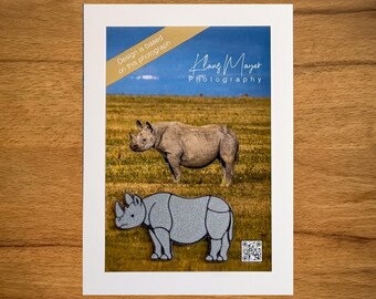 Rhino Fridge Magnet | 3D Printed Safari Design Inspired by Original Wildlife Photography
