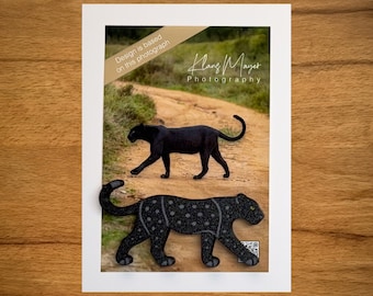 Black Leopard Magnet – 3D Printed Big Cat Inspired by Original Wildlife Photography