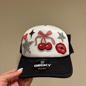 Custom Black Trucker Hat- Sassy Patches- Y2K Vibes