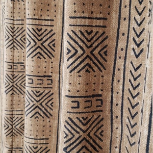 African print shower curtain, Bathroom Decor custom made, custom size curtain, Beige and black,