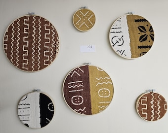224 Set of 6 framed mudcloth fabtic art African Bògòlanfini Mud cloth wall decor