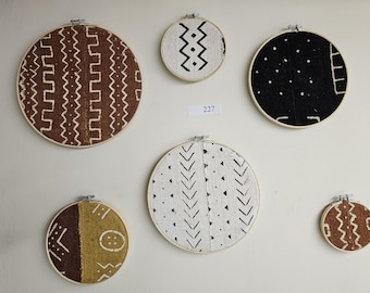227 Set of 6 framed mudcloth fabtic art African Bògòlanfini Mud cloth wall decor