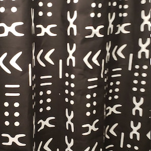 RTS Black and white African kente print shower curtain 72 W x 72L cotton