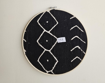 255 framed 12" diameter mudcloth art African Bògòlanfini Mud cloth wall decor