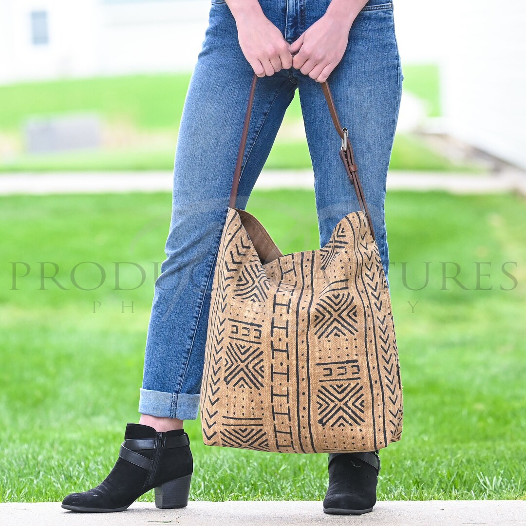 Beige and Black Hobo Tote Bag Cloth Handbag Shoulder Bag Etsy