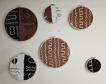 228 Set of 6 framed mudcloth fabtic art African Bògòlanfini Mud cloth wall decor