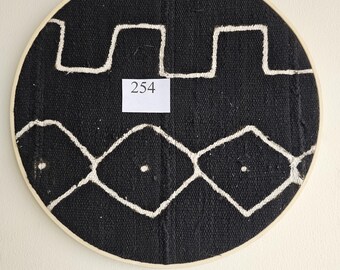 254 framed 12" diameter mudcloth art African Bògòlanfini Mud cloth wall decor