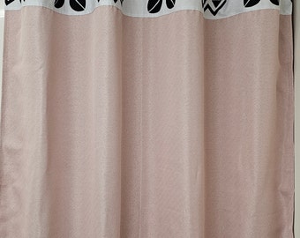 Two panels Blush pink Grommet curtains 52W X 84L panels blackout drapes with African print mudcloth RTS ready to ship