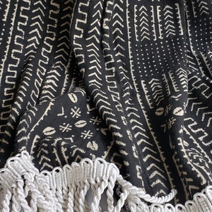 106 Authentic African Bògòlanfini Mudcloth tablerunner or throw 72&quot; x 42&quot; bogolan mali fabric textile handmade