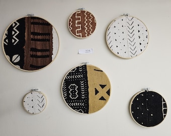 225 Set of 6 framed mudcloth fabtic art African Bògòlanfini Mud cloth wall decor